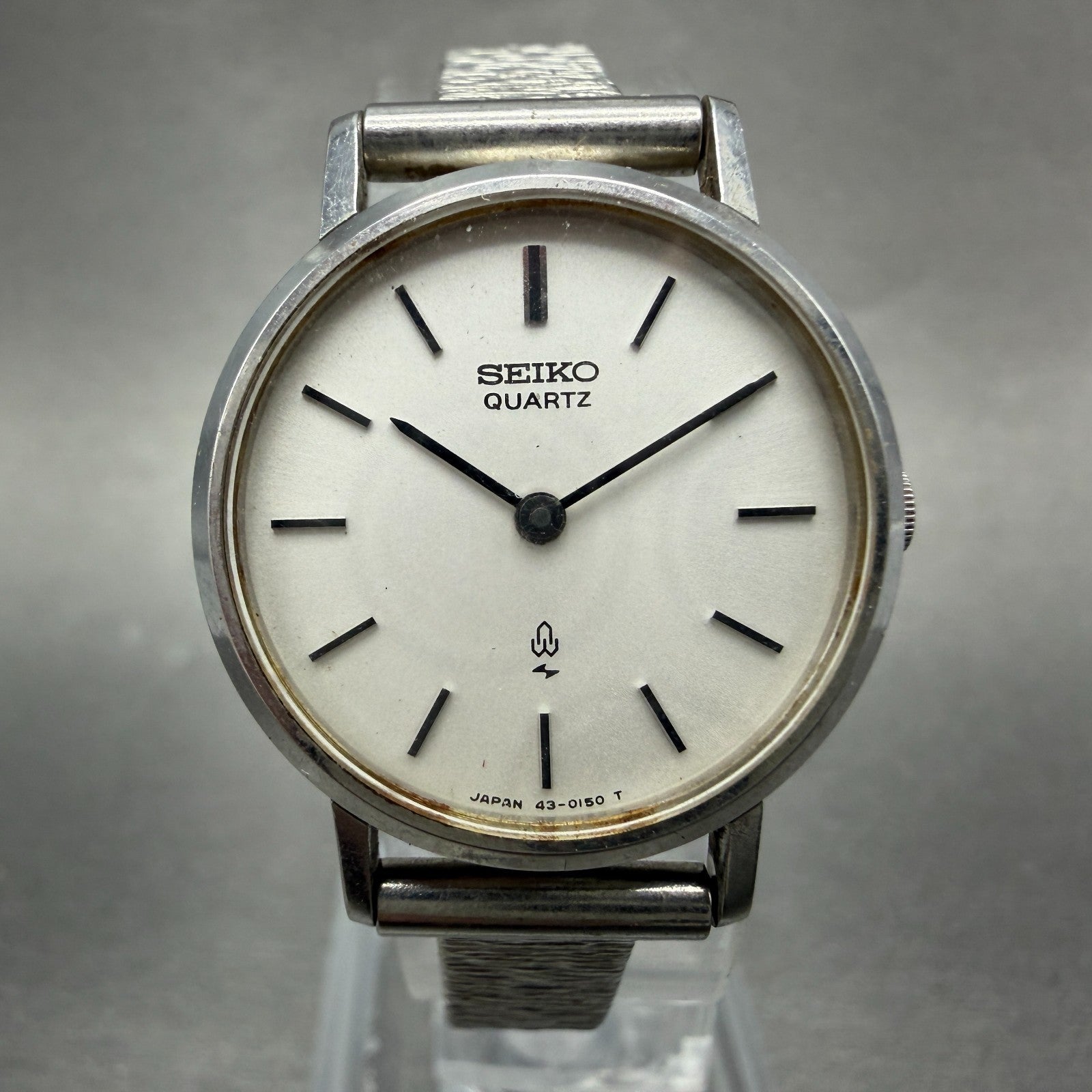 Seiko Watch Women 24mm White Dial Silver Tone Round 43-0070 New Battery Vintage20