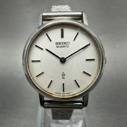 Seiko Watch Women 24mm White Dial Silver Tone Round 43-0070 New Battery Vintage20