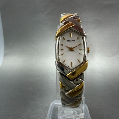Seiko Watch Women 16mm White Dial Two Tone Hexagon 1N00-6R90 New Battery5