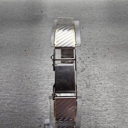 Seiko Watch Women 13mm Silver Dial Two Tone Rectangle 1E20-5109 New Battery VTG7