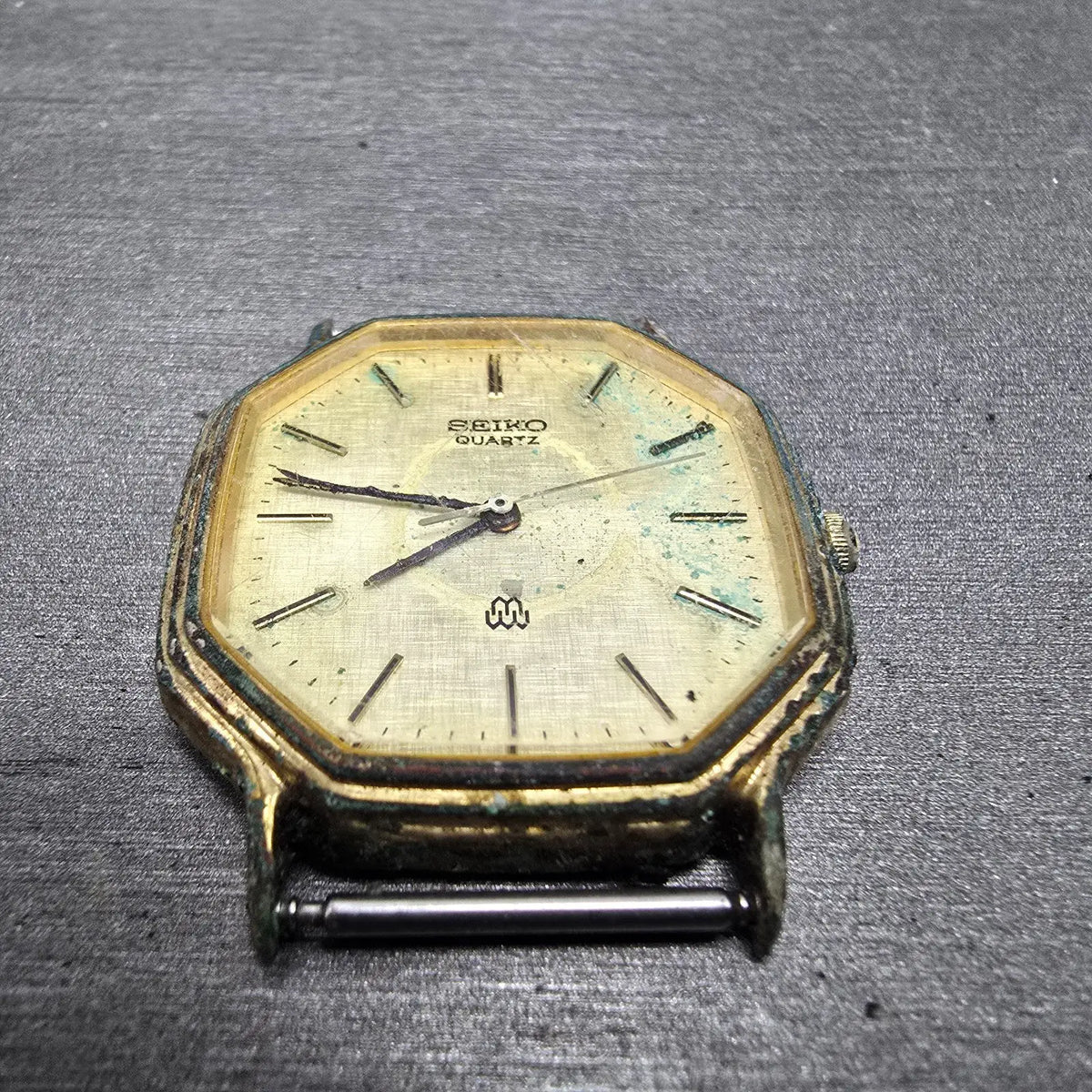 Seiko Watch Men 31mm Champagne Dial Gold Tone Octagon 9921-5000 VTG PARTS3