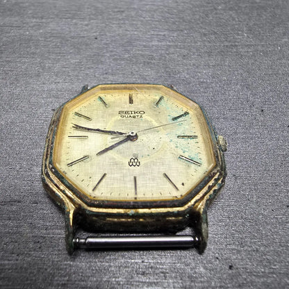 Seiko Watch Men 31mm Champagne Dial Gold Tone Octagon 9921-5000 VTG PARTS3