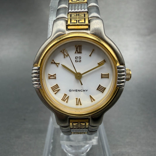 Givenchy Watch Women 25mm White Dial Two Tone Round 218 New Battery0