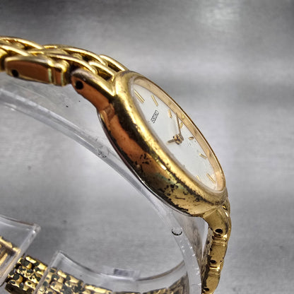 Seiko Watch Women 17mm White Dial Gold Tone Oval 1N00-6M90 New Battery Vintage3