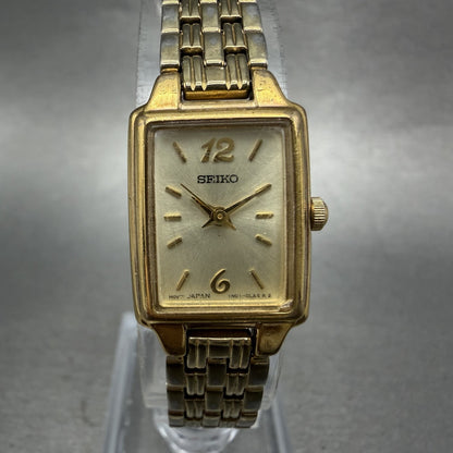 Seiko Tank Watch Women 16mm Champagne Dial Gold Tone 1N01-0FH0 New Battery ZYX20