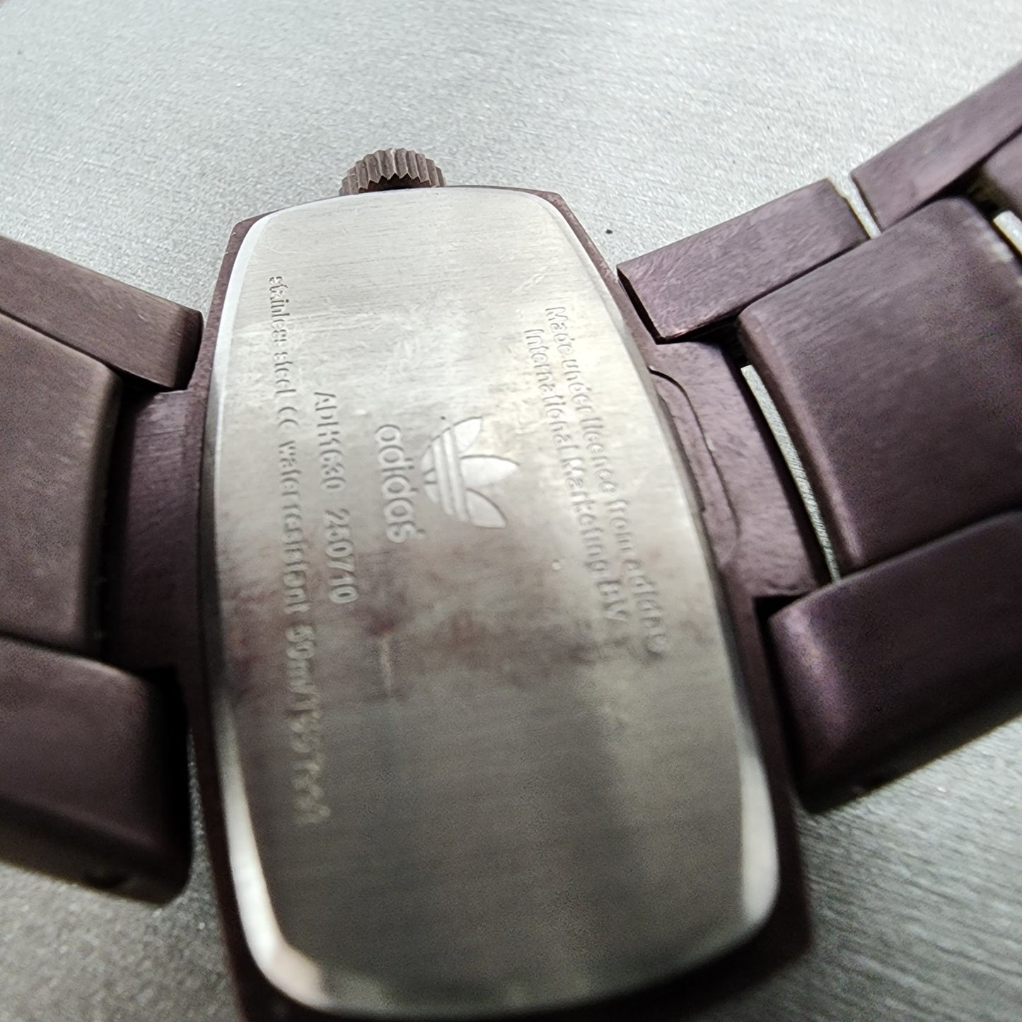 Adidas Watch Women 41mm Orange Dial  Purple Tone Rectangle ADH1630 New Battery9