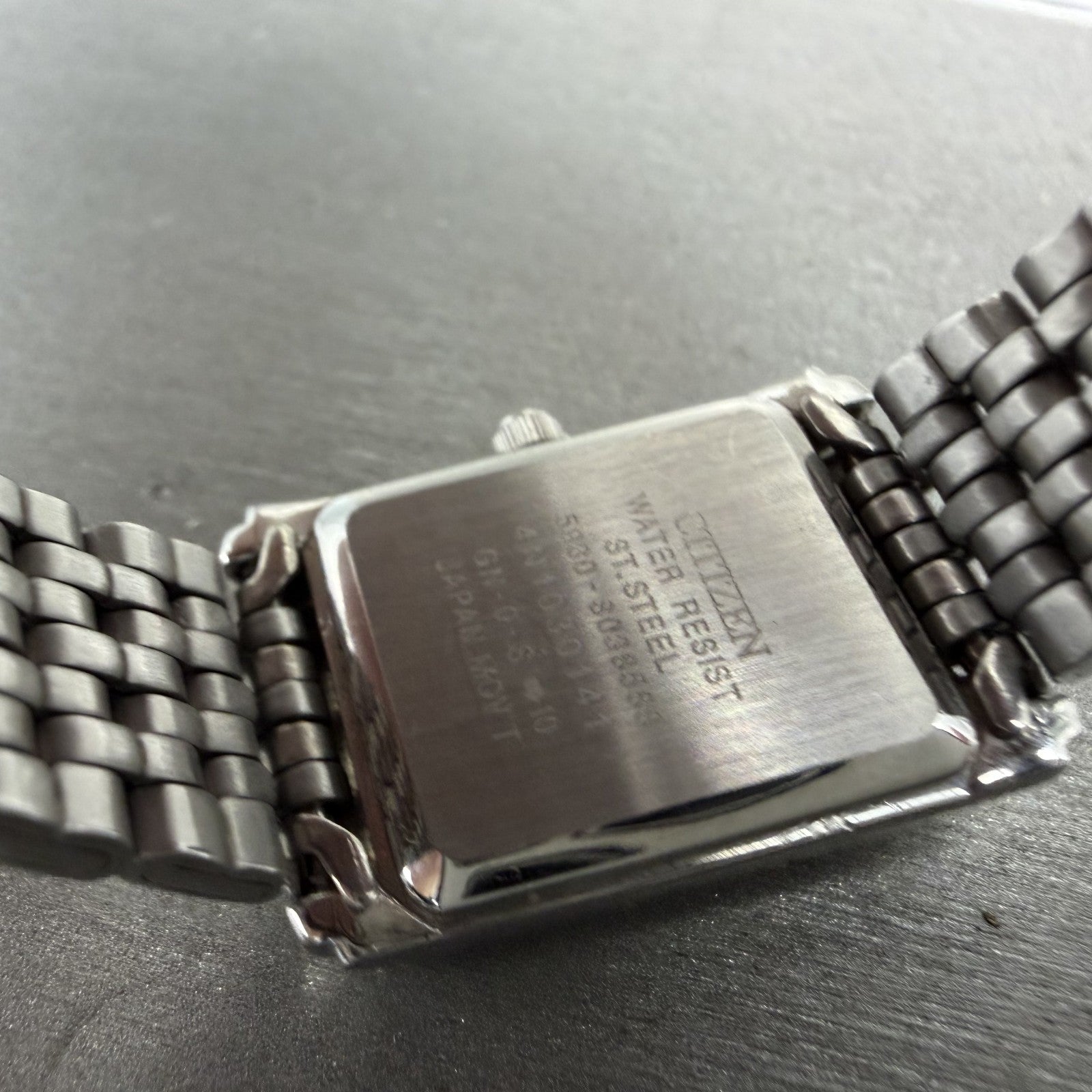 Citizen Tank Watch Women 18mm Black Dial Silver Tone Rectangle New Battery ABC9