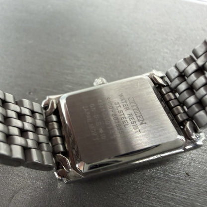 Citizen Tank Watch Women 18mm Black Dial Silver Tone Rectangle New Battery ABC9