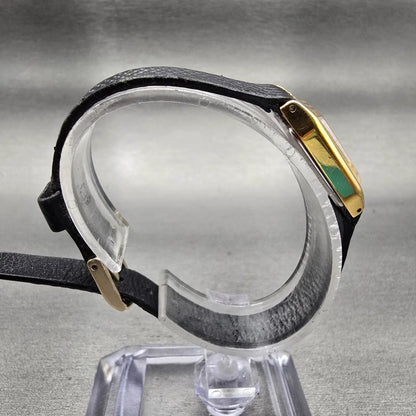 Seiko Watch Women 17mm Black Dial Gold Tone Rectangle 2B20-5009 New Battery VTG8