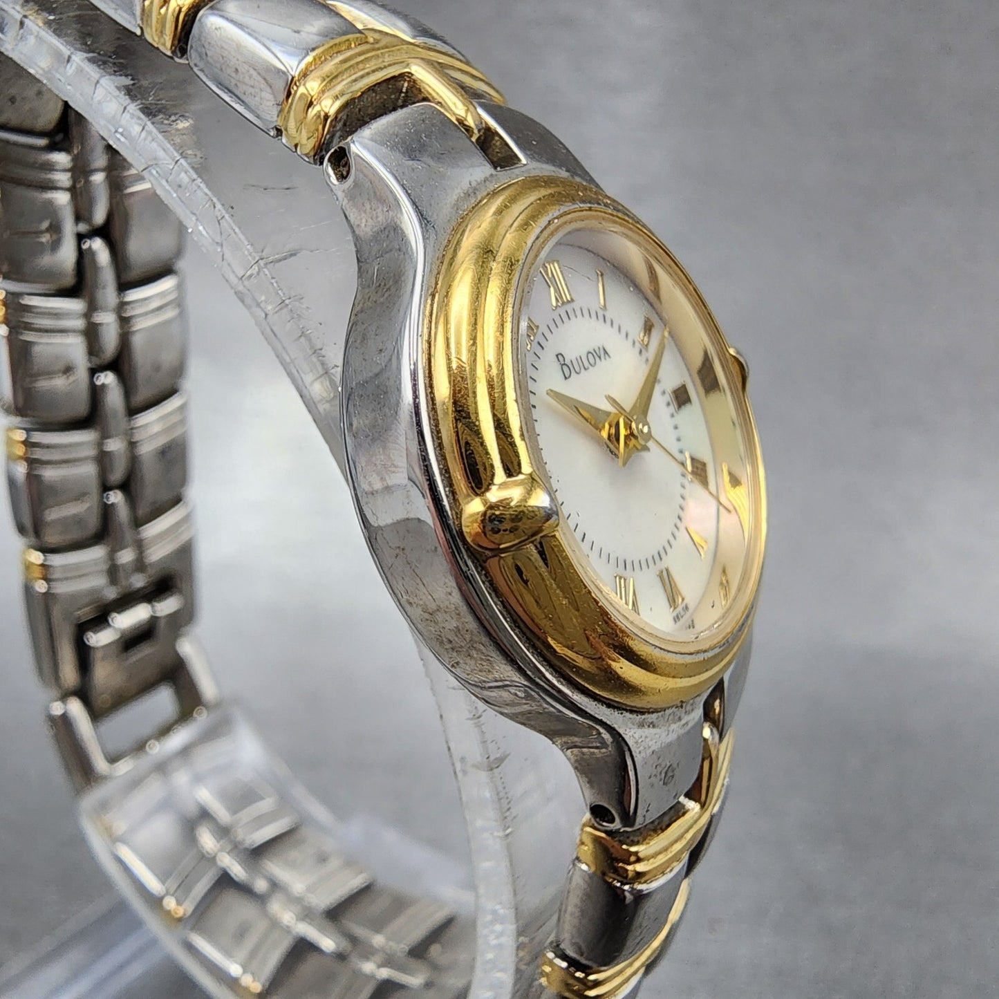 Bulova Watch Women 24mm MOP Dial Two Tone Round 98L56 New Battery3