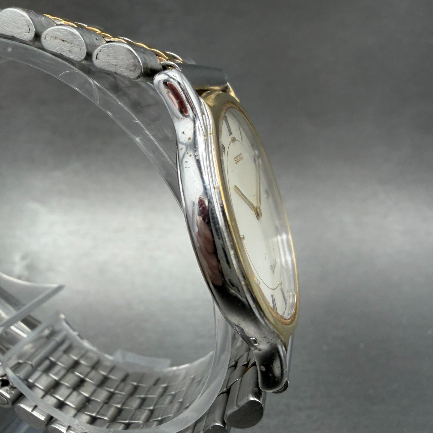 Seiko Dolce Watch Men 31mm White Dial Two Tone Round 9530-6040 New Battery3