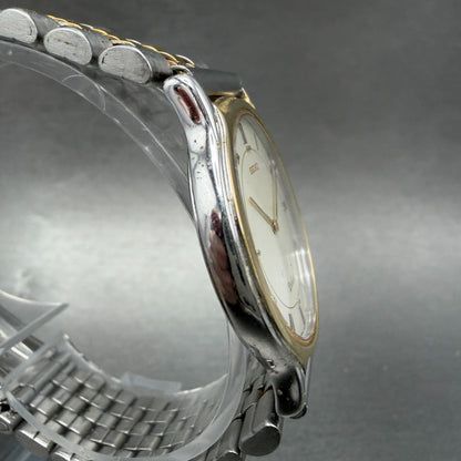 Seiko Dolce Watch Men 31mm White Dial Two Tone Round 9530-6040 New Battery3