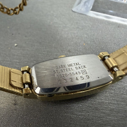Seiko Tank Watch Women 13mm Champagne Dial Gold Tone 13205549 New Battery ABC9