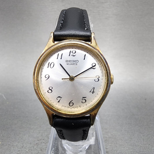Seiko Watch Women 25mm Silver Dial Gold Tone Round 26210130 New Battery0