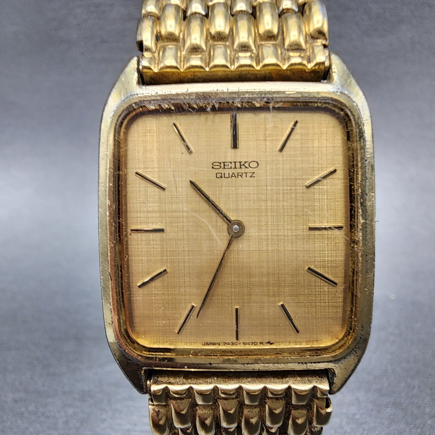 Seiko Tank Watch Men 27mm Gold Dial Gold Tone Rectangle 74305309 PARTS2