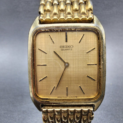 Seiko Tank Watch Men 27mm Gold Dial Gold Tone Rectangle 74305309 PARTS2