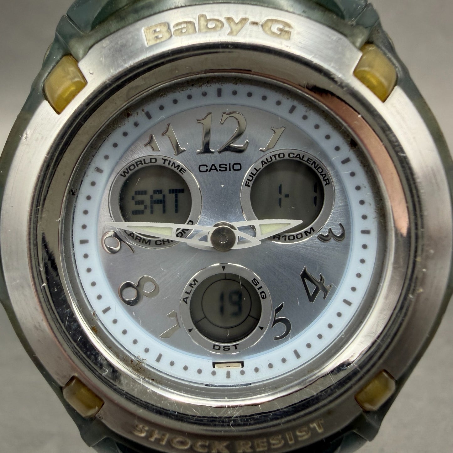 Casio Baby-G Watch Women 41mm Blue Dial Green Analog Digital BG-191 New battery1
