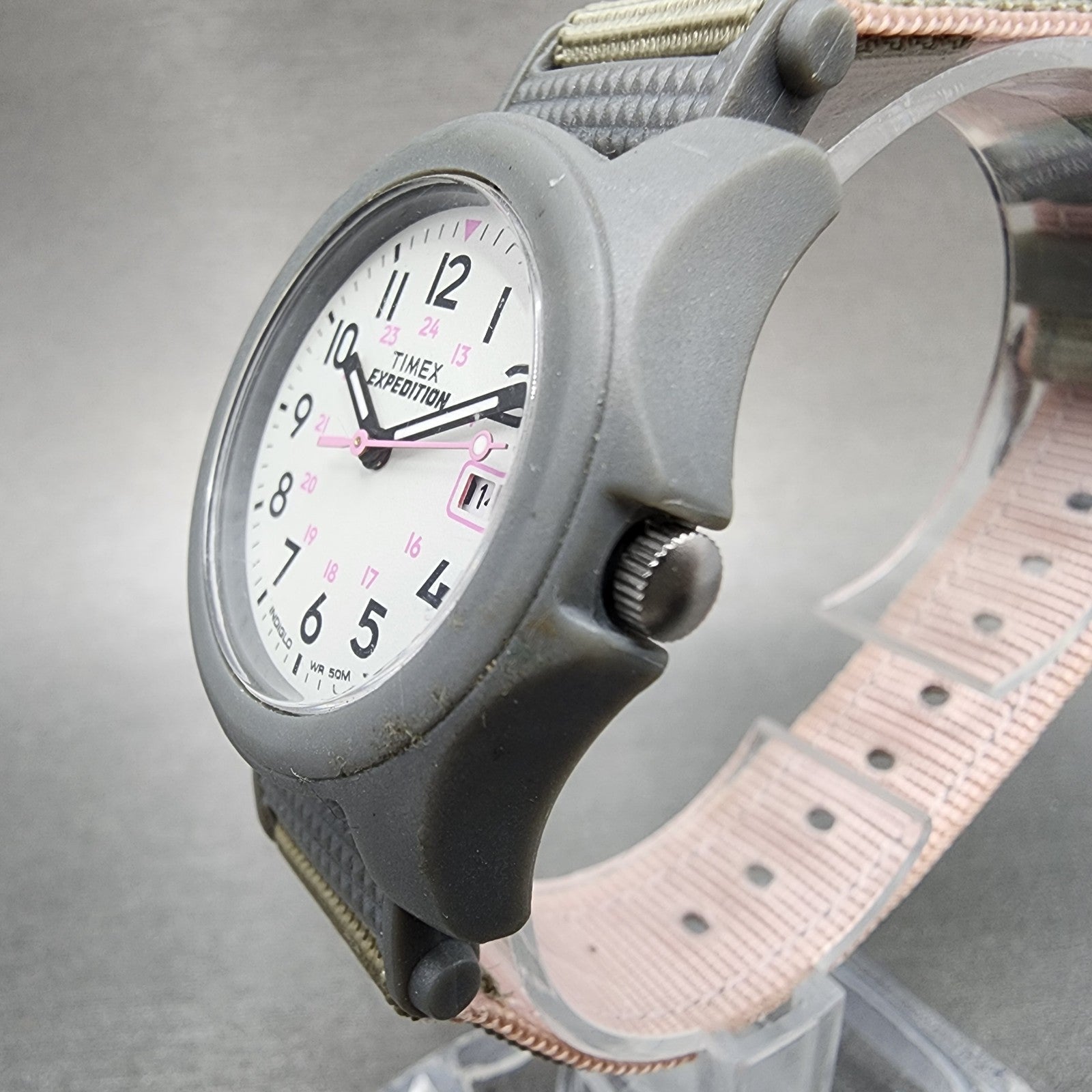 Timex Expedition Camper Watch Women White Dial Gray Date Round T42591 New Batt2