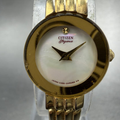 Citizen Elegance Watch Women 17mm MOP Dial Gold Tone Round Bangle New Battery1