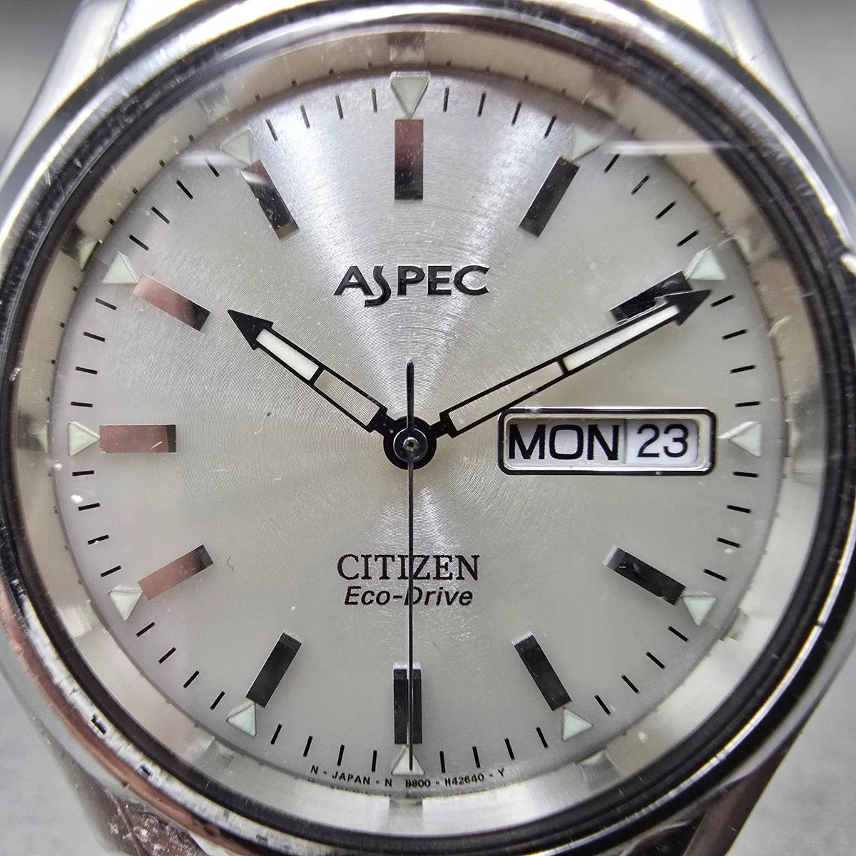Citizen Eco-Drive Aspec Watch Men 37mm White Dial Steel Daydate Round Runs JDM1
