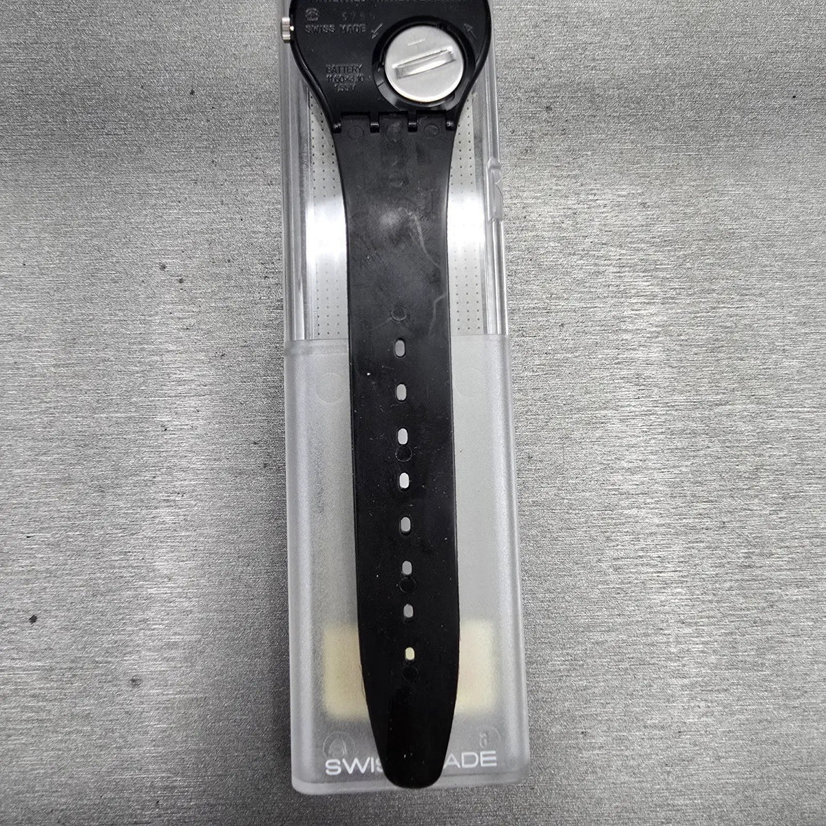 Swatch Gessetto Watch Men 34mm Black Dial Black Case GB155 New Battery NOS9