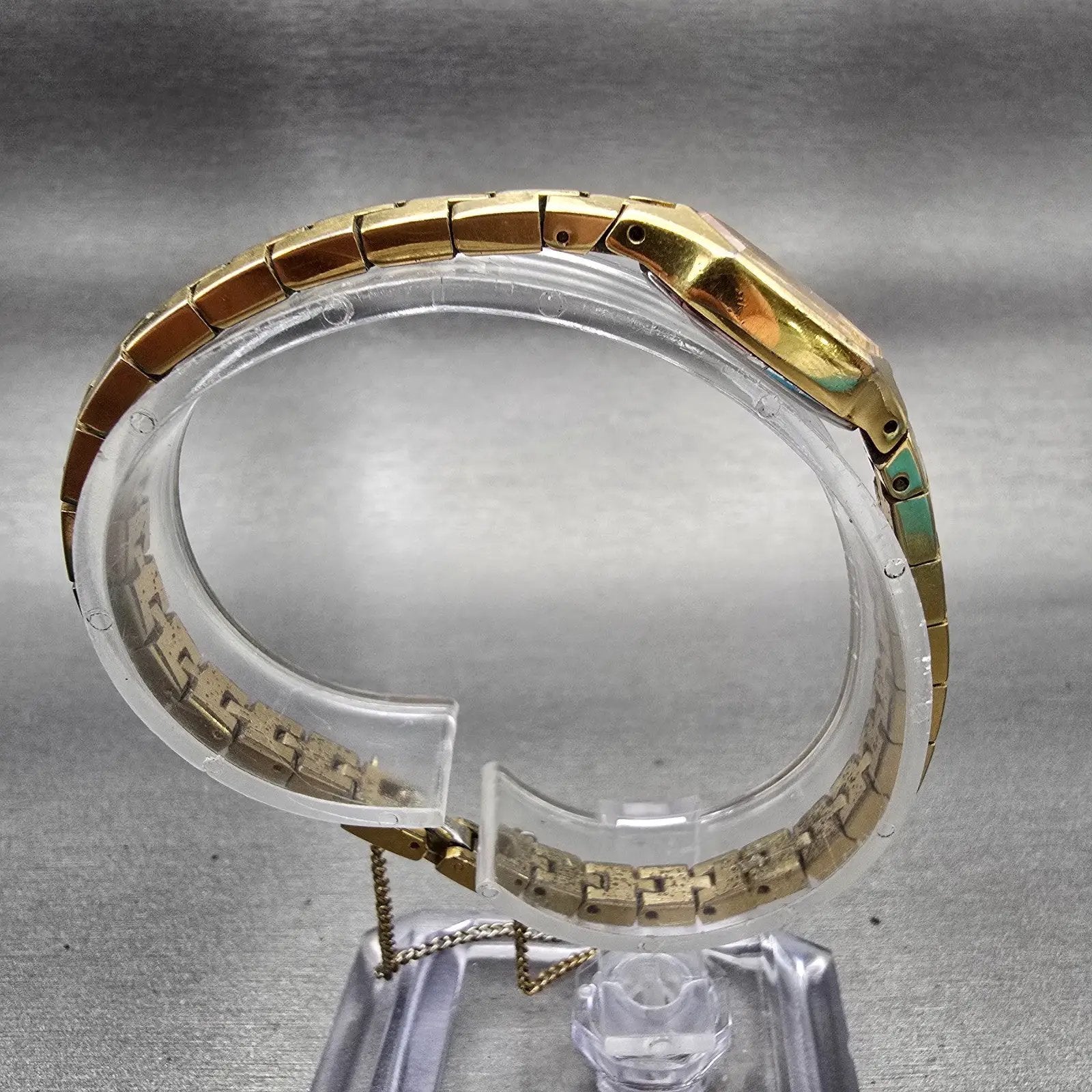 Seiko Watch Women 13mm Gold Dial Gold Tone Hexagon 1E20-5729 New Battery Vintage8