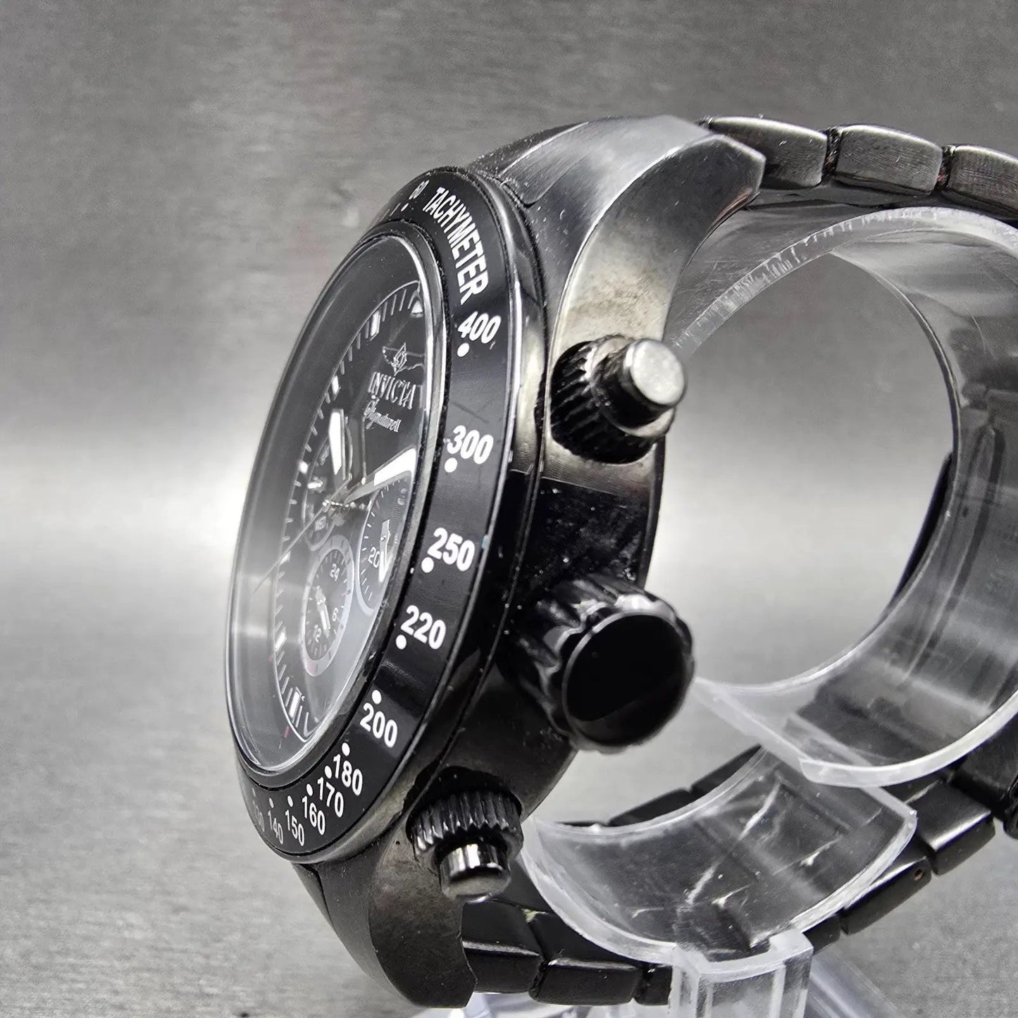 Invicta Signature II Watch Men 44mm Black Dial Black Tone Daydate 7352 New Batt2