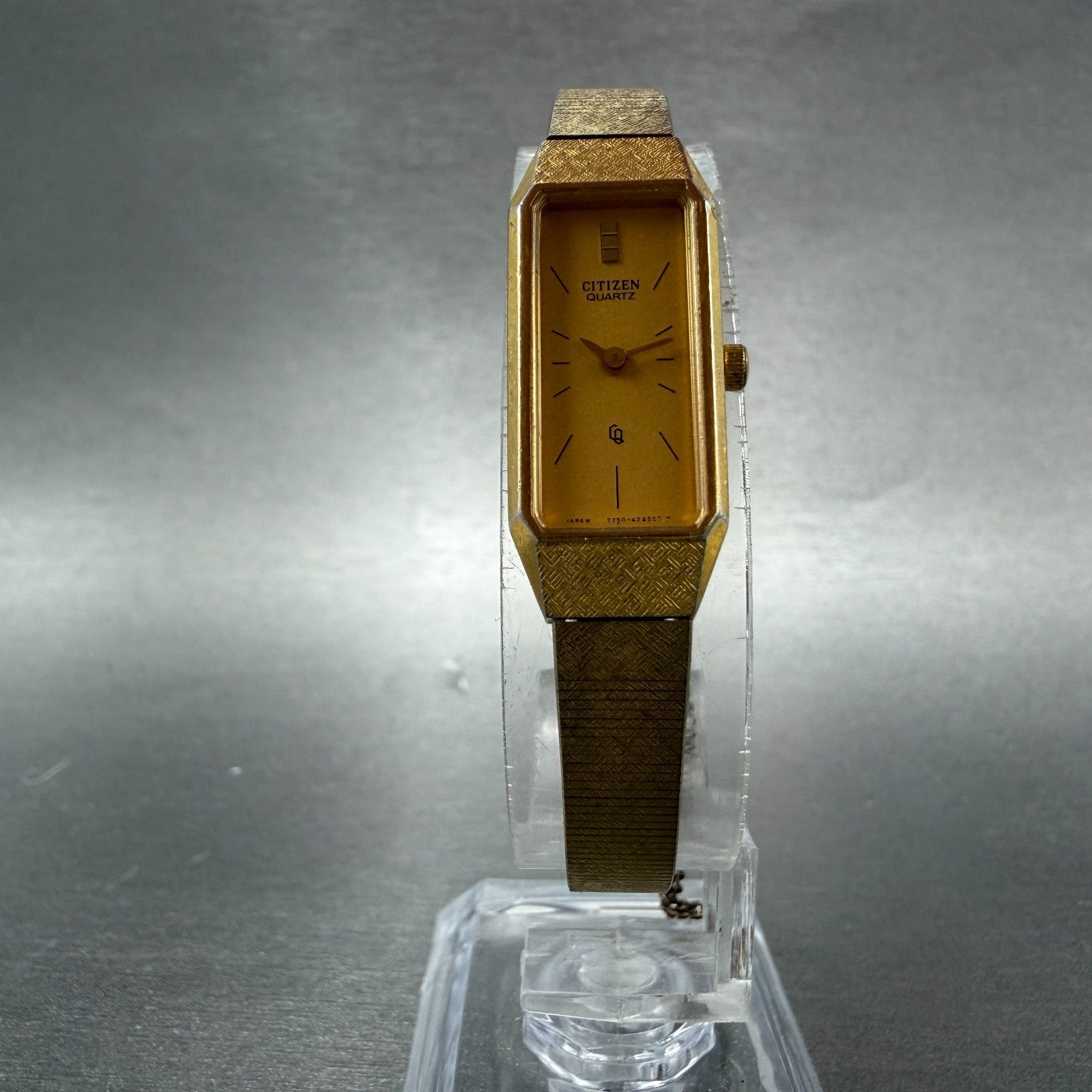 Citizen CQ Tank Watch Women 13mm Gold Dial Gold Tone 2250-223373 New Battery AB5