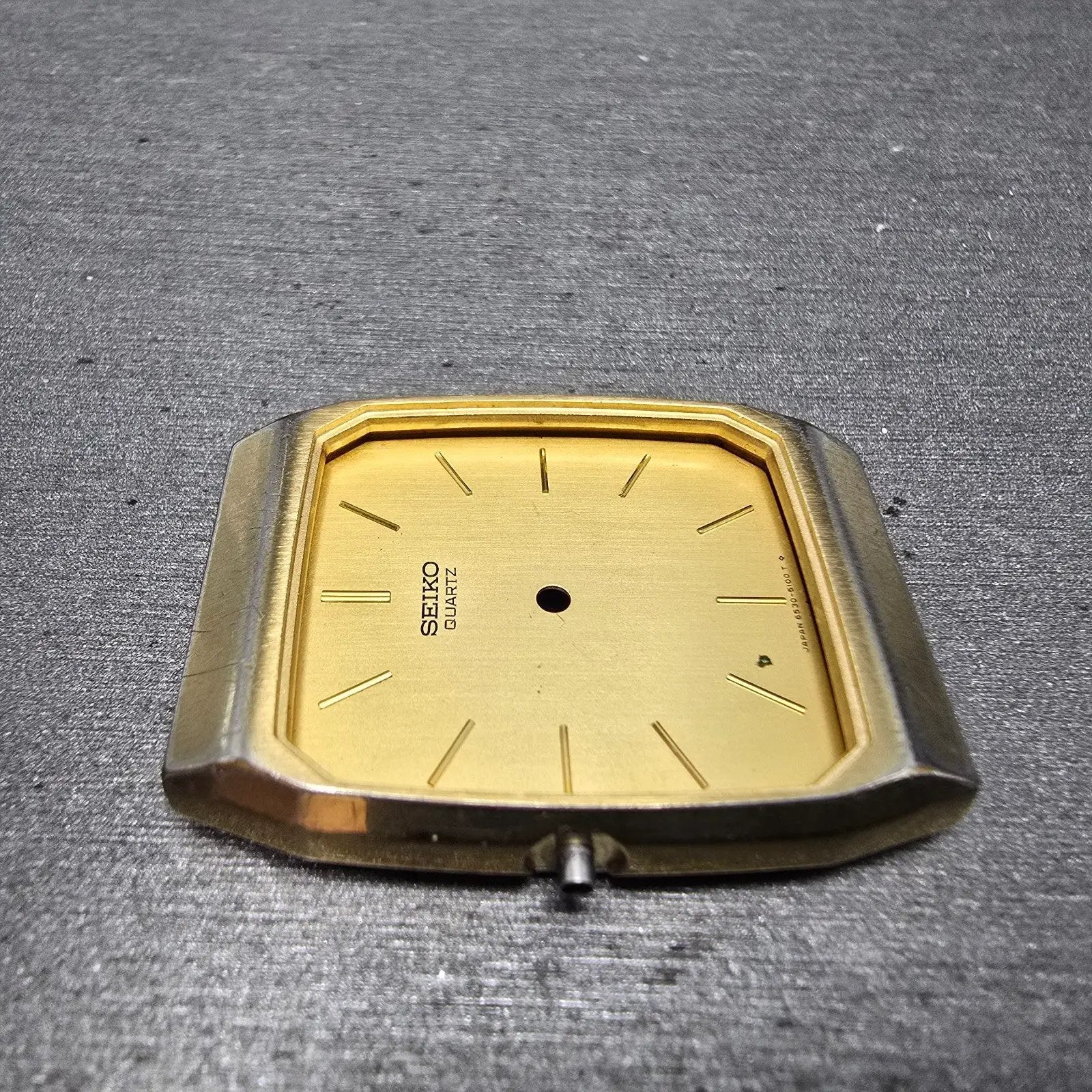 Seiko 6530-5080 Watch Case & Dial Champagne Dial Gold Tone Rectangle 27mm READ!!3
