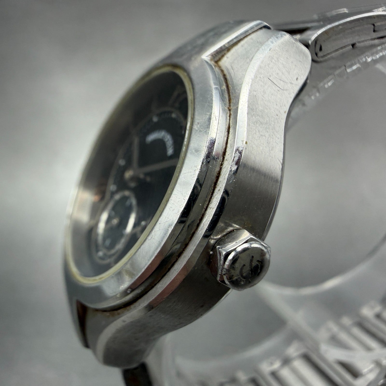 Philip Stein Watch Women 28mm Black Dial Silver Tone Small Seconds New Battery3