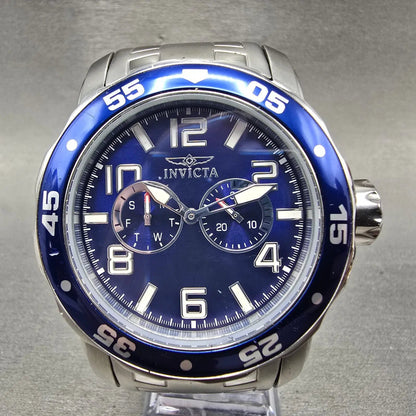 Invicta Pro Diver Watch Men 48mm Blue Dial Silver Tone Daydate 7496 New Battery0