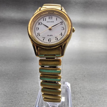Seiko Alba Success Watch Women 25mm White Dial Gold Tone Round V701-1L70 NewBat5