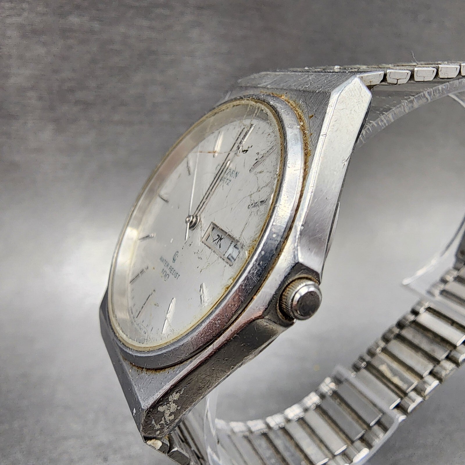 Citizen CQ Watch Men 36mm Silver Dial Steel Daydate Round 3800451261 PARTS3