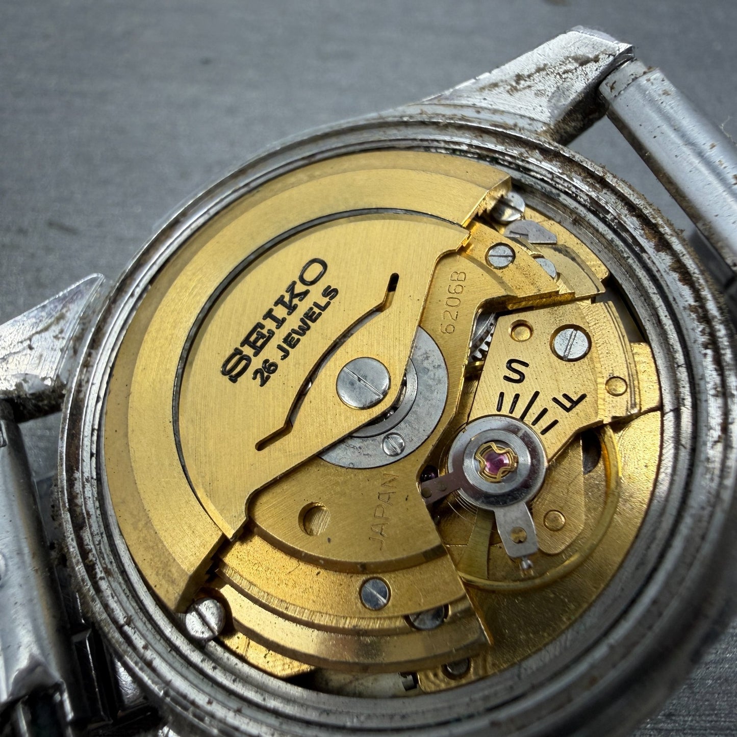 Seiko SeikoMatic Watch Men 36mm Silver Dial Silver Tone Daydate 6206-8040 PARTS13
