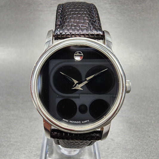 Movado Museum Watch Women 27mm Black Dial Stainless Steel Round New Battery
