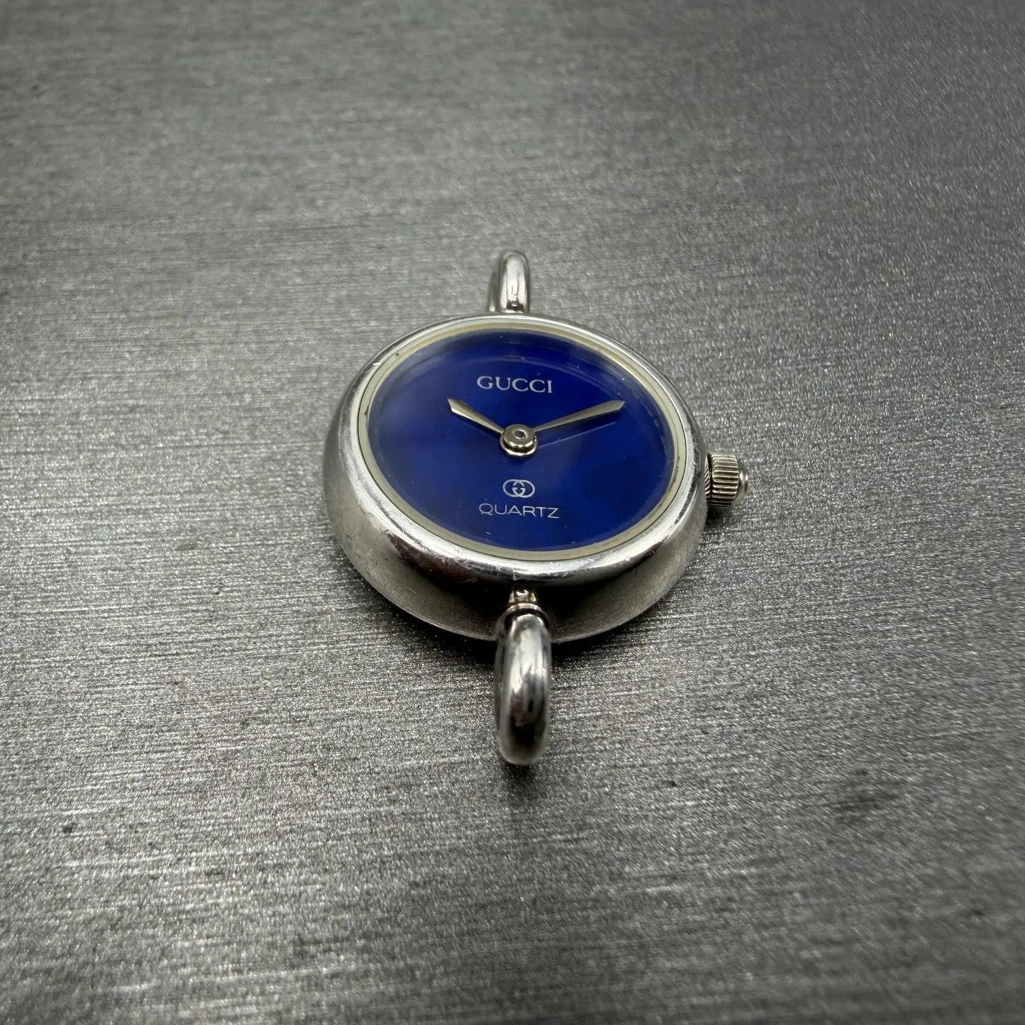 Gucci Watch Women 20mm Blue Dial Sterling Silver Round 2900 New Battery Vintage2
