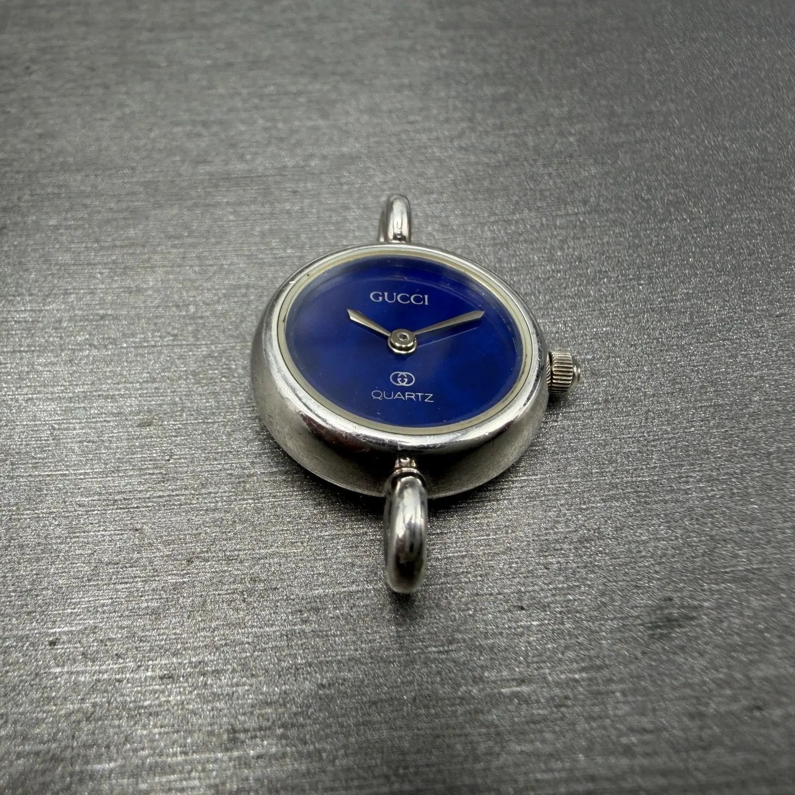 Gucci Watch Women 20mm Blue Dial Sterling Silver Round 2900 New Battery Vintage2