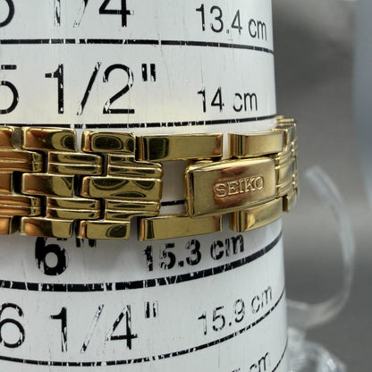 Seiko Tank Watch Women 16mm Champagne Dial Gold Tone 1N01-0FH0 New Battery NMZ11