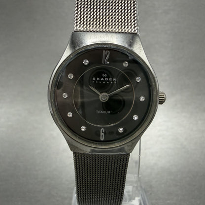 Skagen Watch Women 24mm Gray Dial Titanium Round Mesh Band 233XSTTM New Battery0