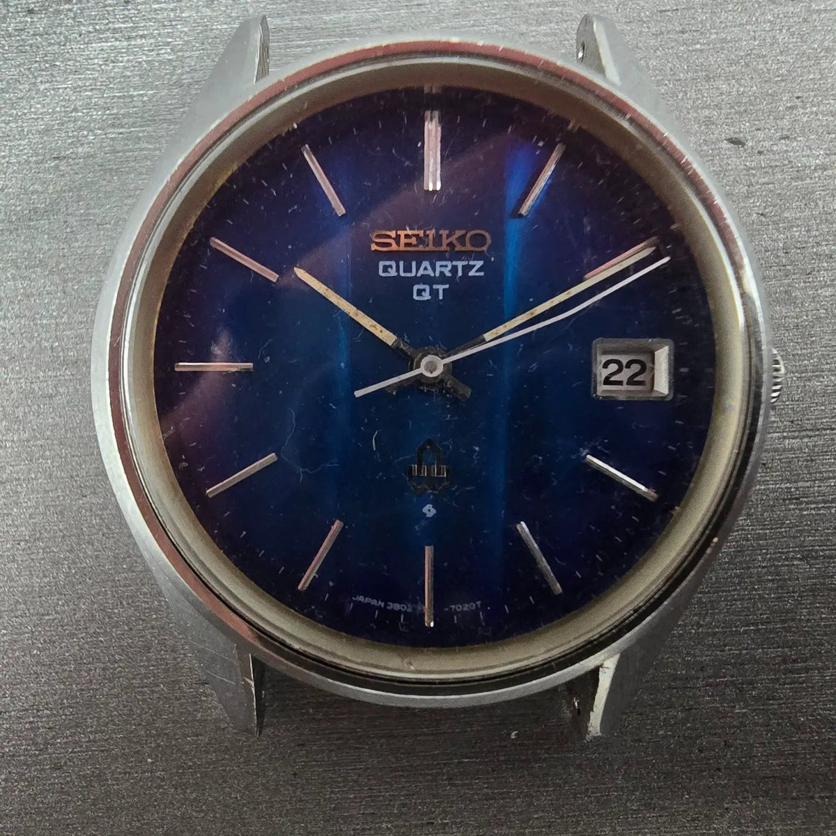 Seiko QT Watch Men 37mm Blue Dial Steel Date 3802 Movement 3802-7070 PARTS2
