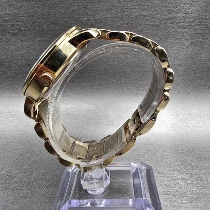 Michael Kors Runway MK Logo Glitz Watch Women Gold Tone 38mm MK-3376 New Battery6