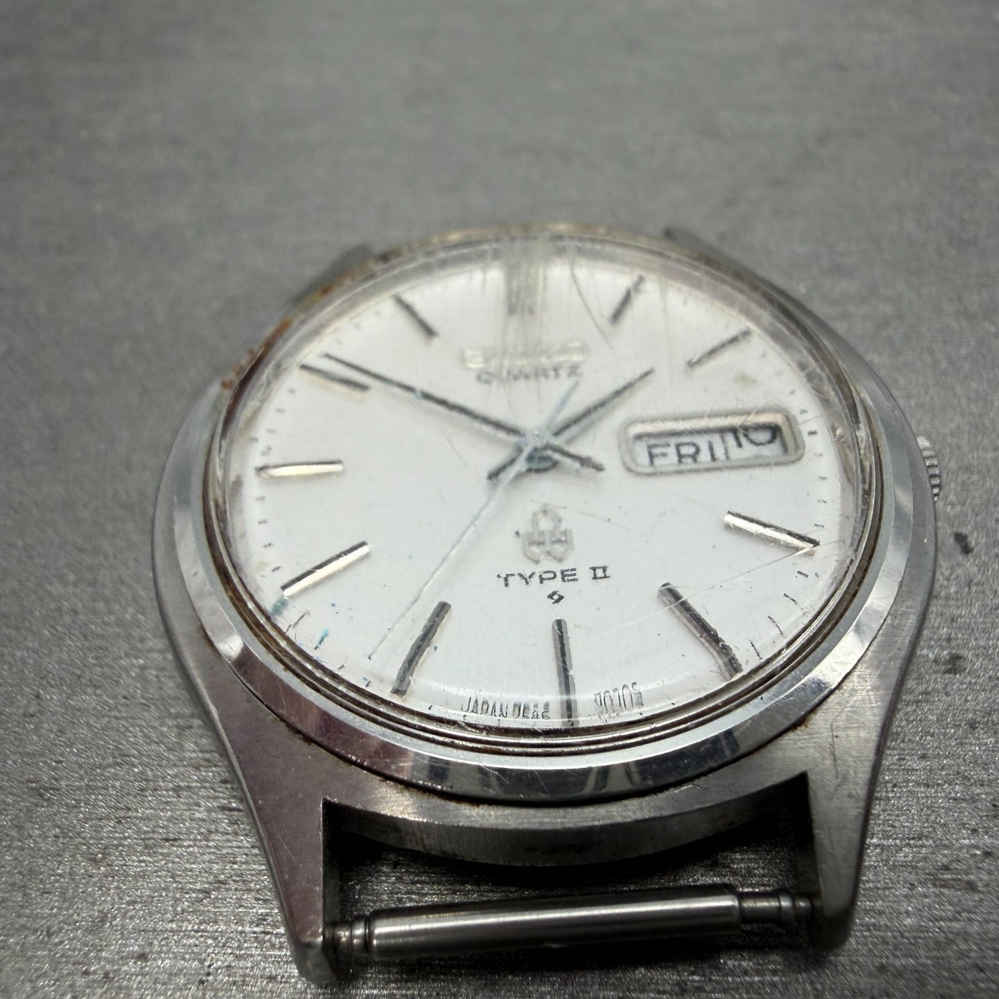 Seiko Type II Watch Men 37mm Silver Dial Silver Tone Daydate 7546-701E PARTS3