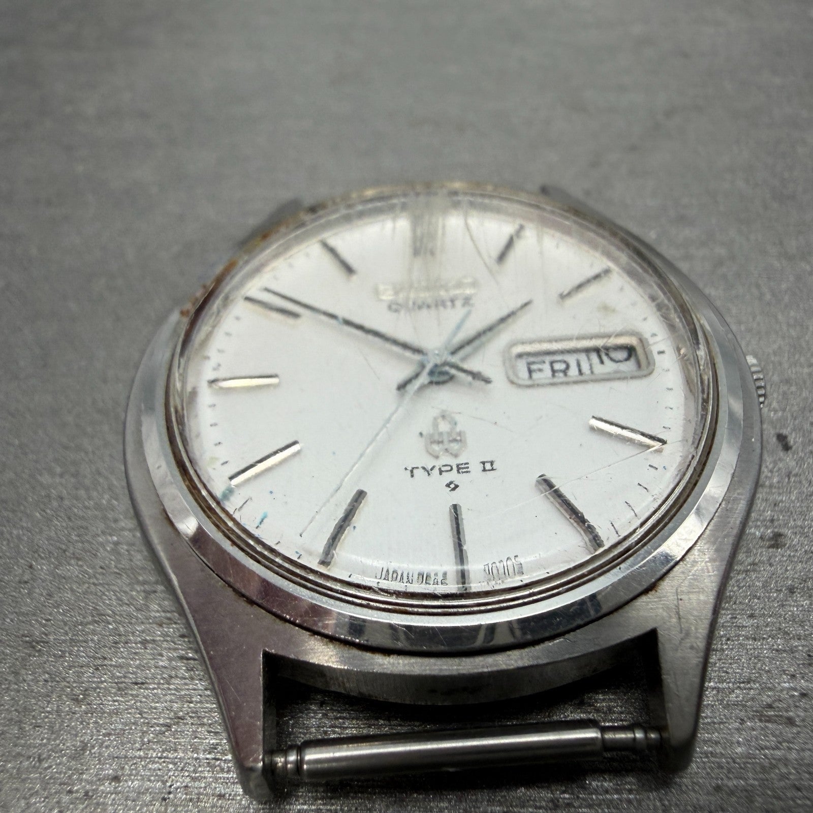 Seiko Type II Watch Men 37mm Silver Dial Silver Tone Daydate 7546-701E PARTS3