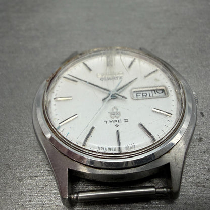 Seiko Type II Watch Men 37mm Silver Dial Silver Tone Daydate 7546-701E PARTS3