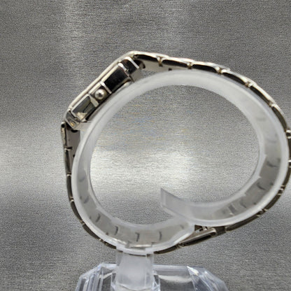 Gruen Hideaway Watch Women 16mm Pink Dial Silver Tone Rectangle GR7302 New Batt7