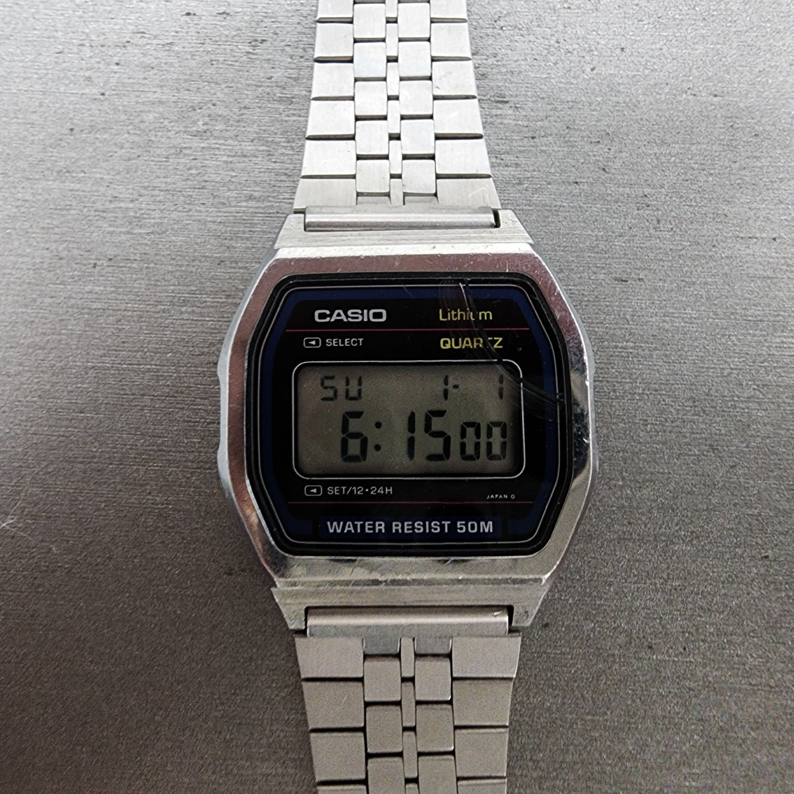 Casio W62 Watch Men 34mm Digital Silver Tone Octagon READ!! New Battery Vintage0