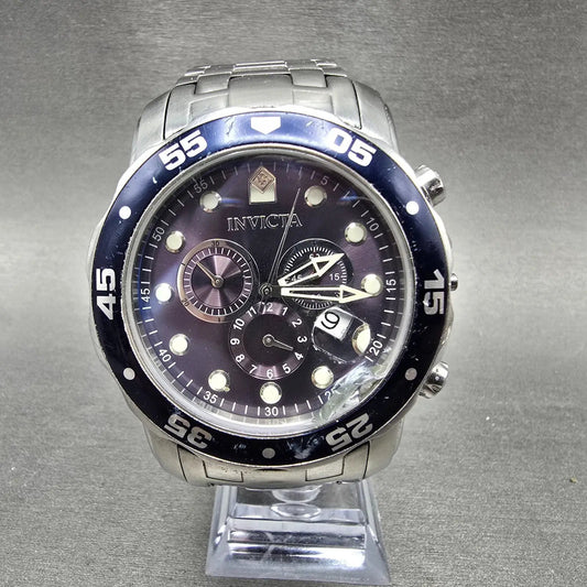 Invicta Pro Diver Chronograph Watch Men 49mm Purple Dial Silver Tone 0070 PARTS0