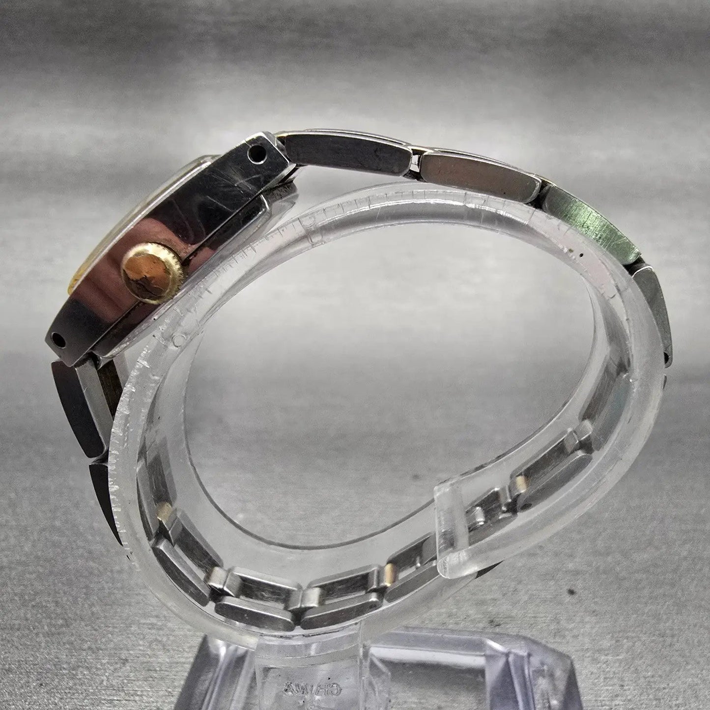 Seiko Watch Women 16mm Blue Dial Two Tone Rectangle Manual Wind 11-7509 Runs VTG6