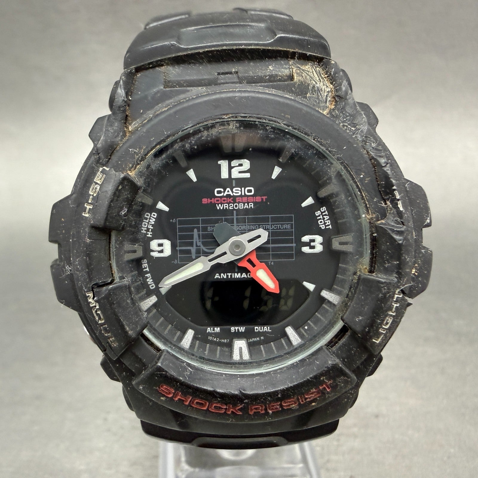 Casio G-Shock G-100Watch Men 48mm Analog Digital Black Tone Round READ!!! NewBat0