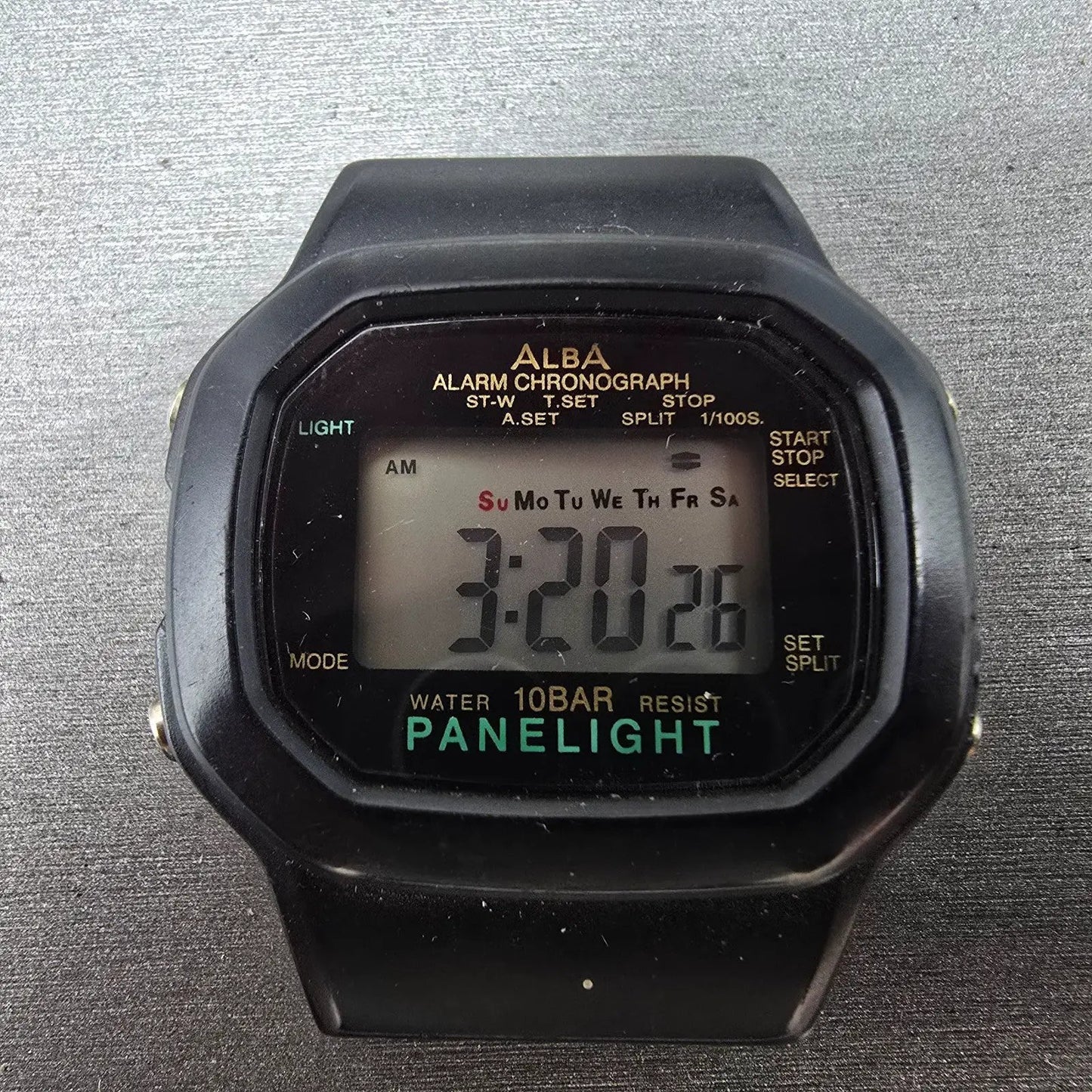 Seiko Alba Watch Men 40mm Black Digital Alarm Chronograph Y735-4A30 New Battery1